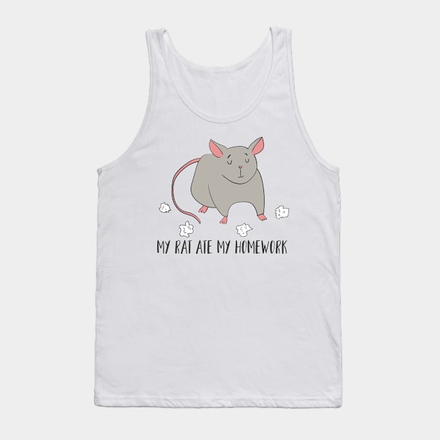 My Rat Ate My Homework! Tank Top by Dreamy Panda Designs